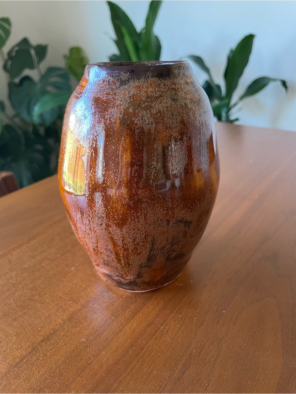 Handcrafted Brown Ceramic Vase - Rustic Home Accent